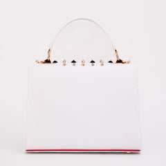 The Infanta White Spike Leather Handbag - Vinci Leather