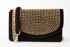 The Ailano Black Glitter Leather Handbag - Vinci Leather