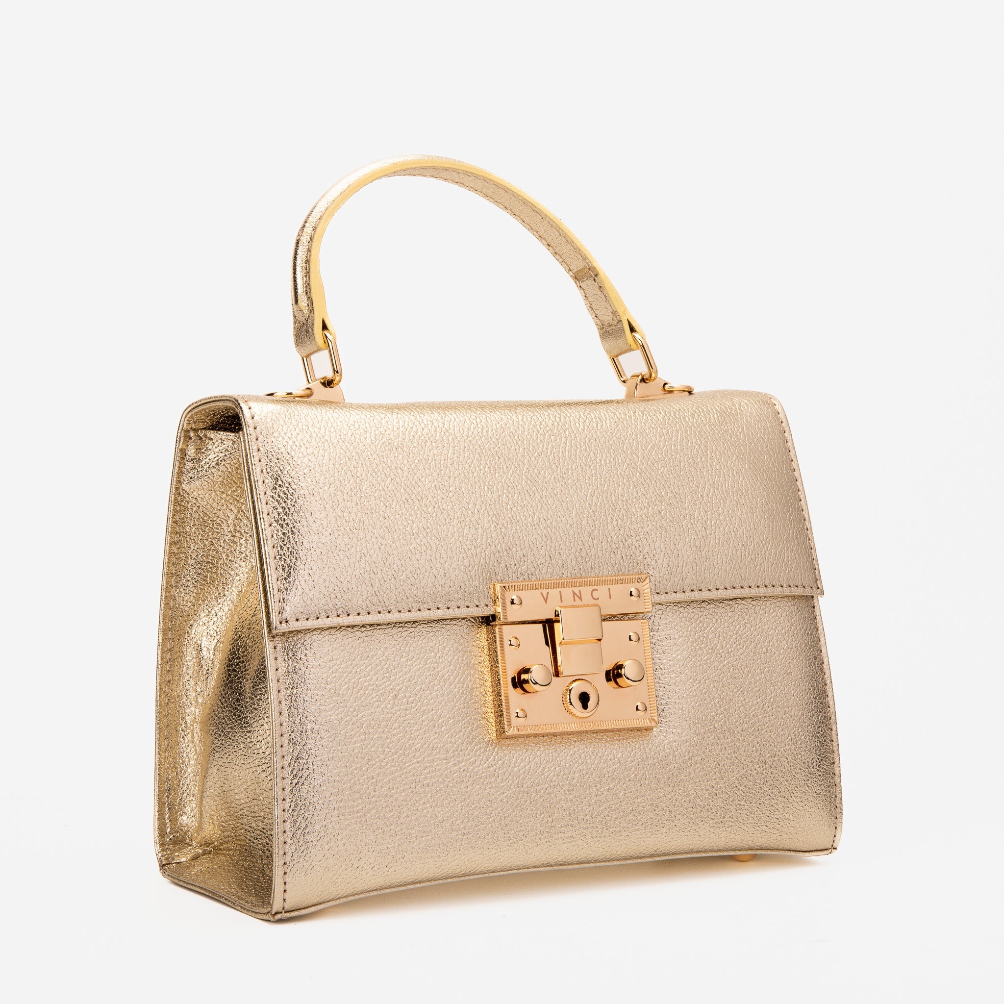 The Ege Gold Leather Handbag - Vinci Leather