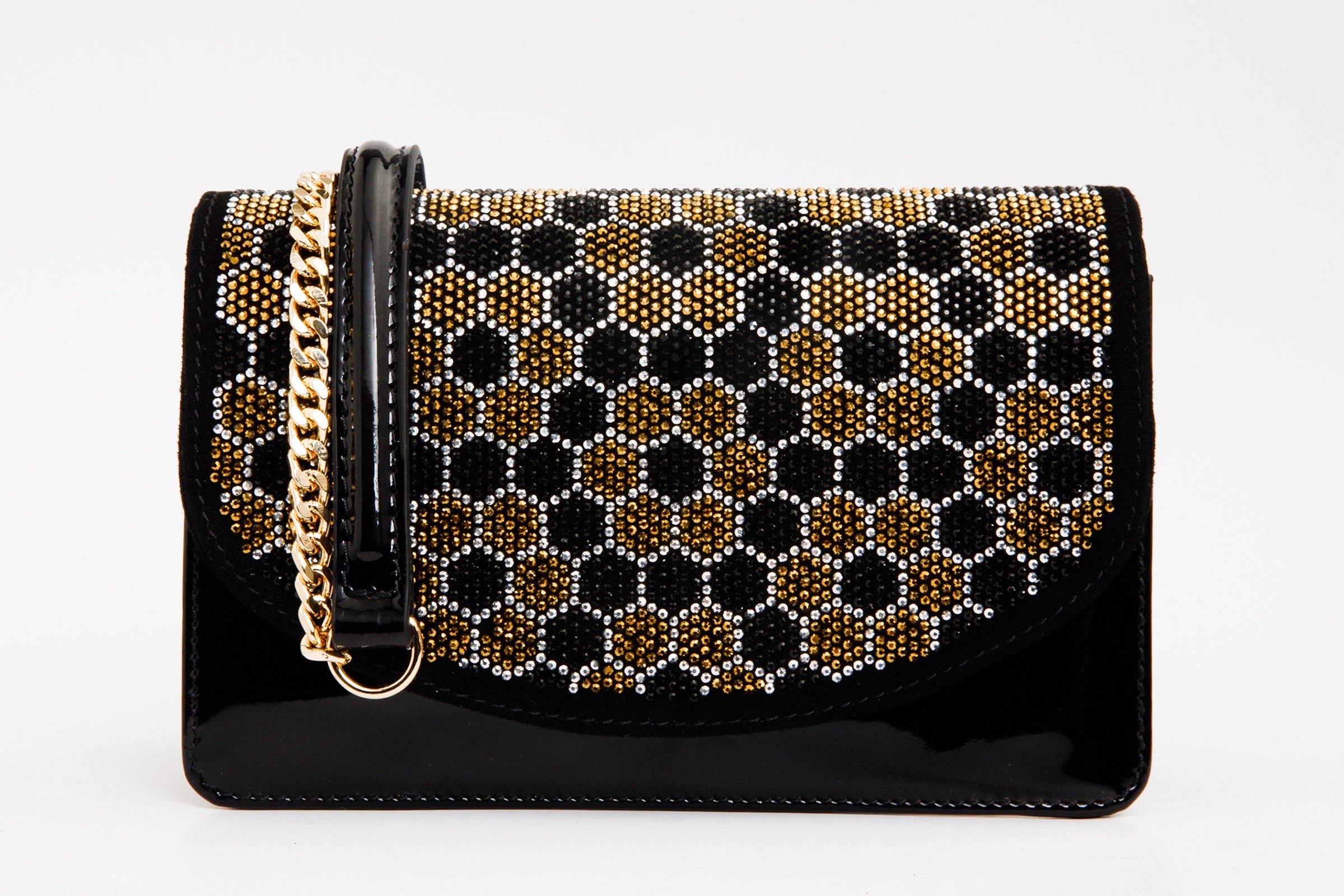 The Bolu Black Glitter Leather Handbag - Vinci Leather
