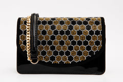The Bolu Black Glitter Leather Handbag - Vinci Leather