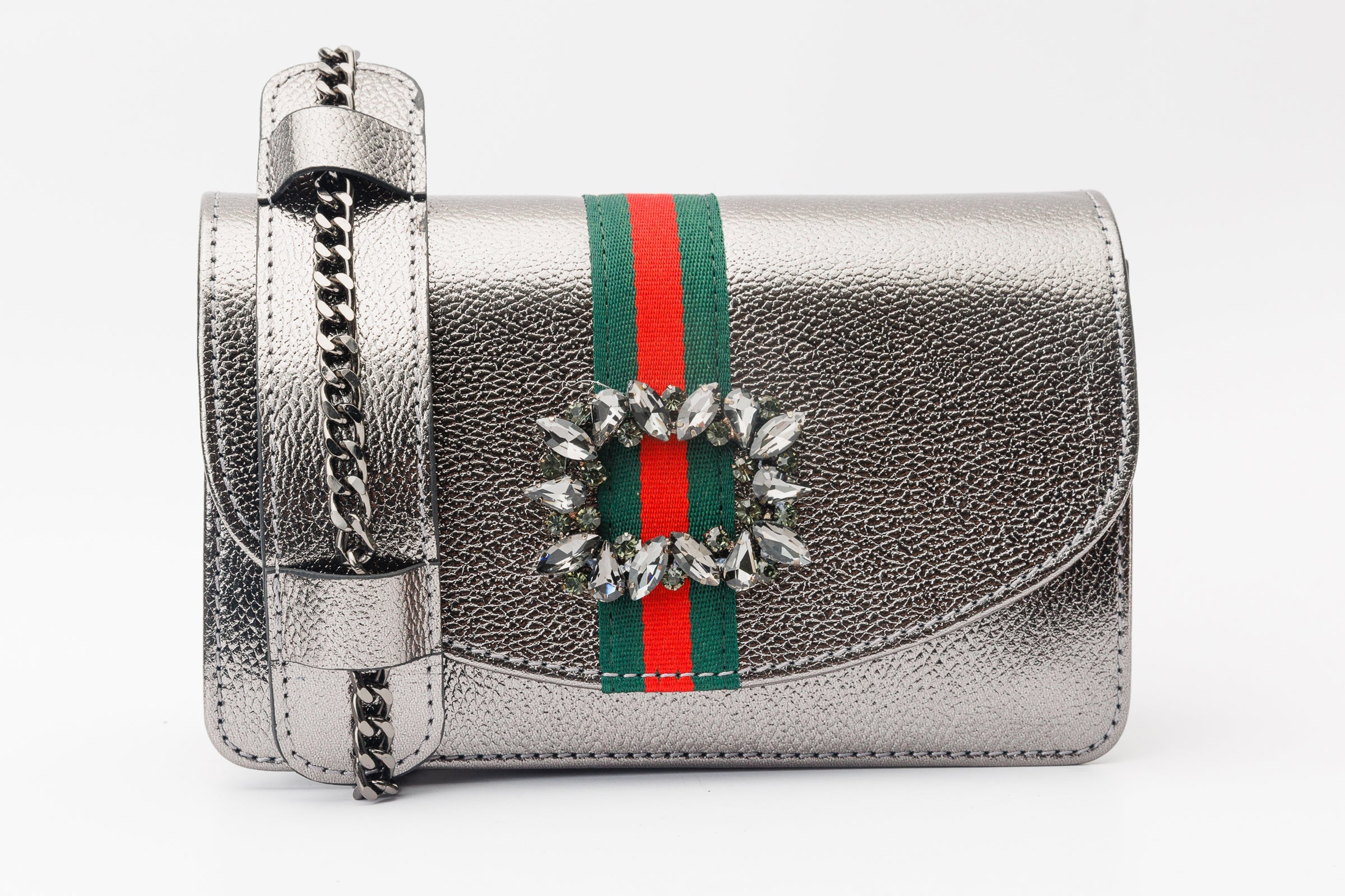 The Afega Silver Leather Handbag - Vinci Leather