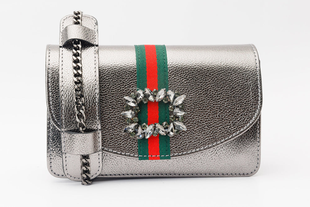 The Afega Silver Leather Handbag - Vinci Leather