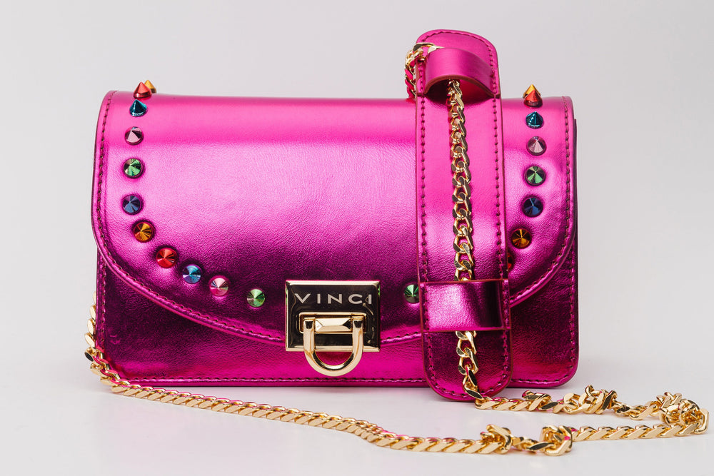 The Caris Fuchsia Leather Handbag - Vinci Leather