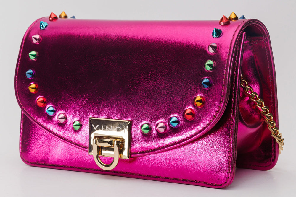 The Caris Fuchsia Leather Handbag - Vinci Leather