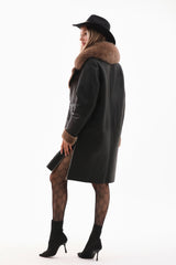 The Onyx Caramel Shearling Fox Fur Leather Jacket - Vinci Leather