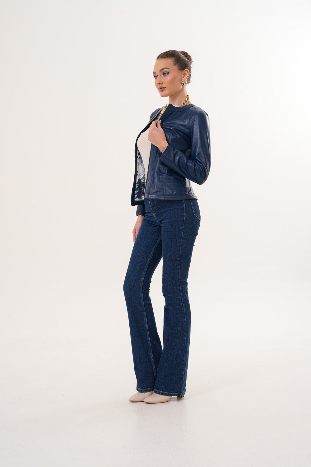 The Nyvessa Reversible Navy Blue Leather Jacket - Vinci Leather