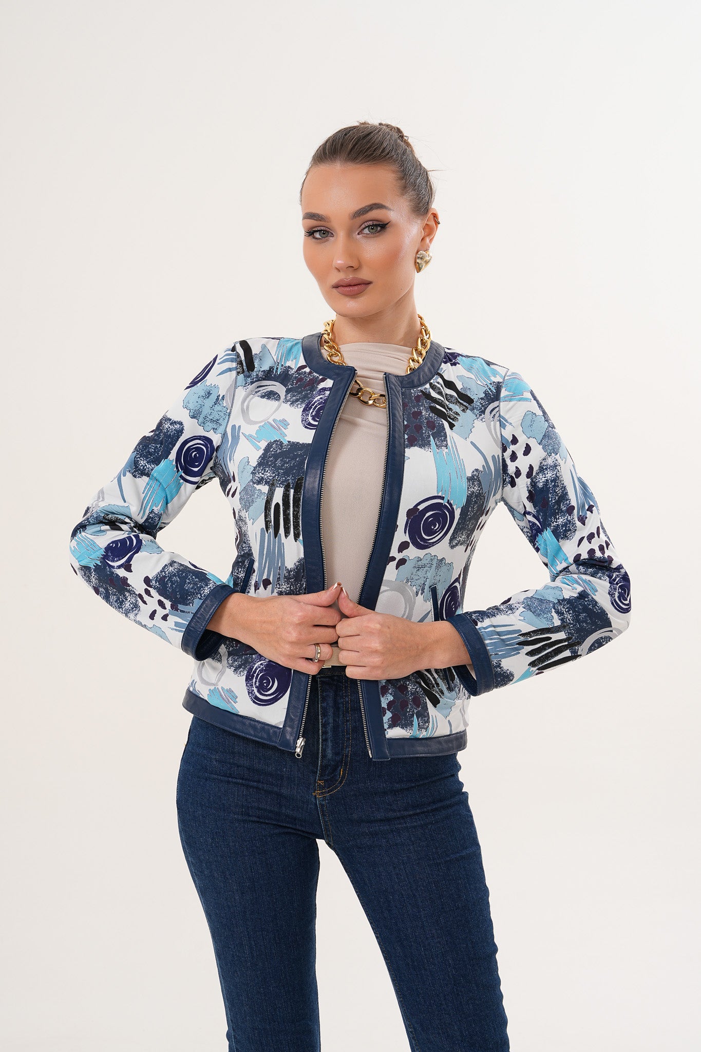 The Nyvessa Reversible Navy Blue Leather Jacket - Vinci Leather
