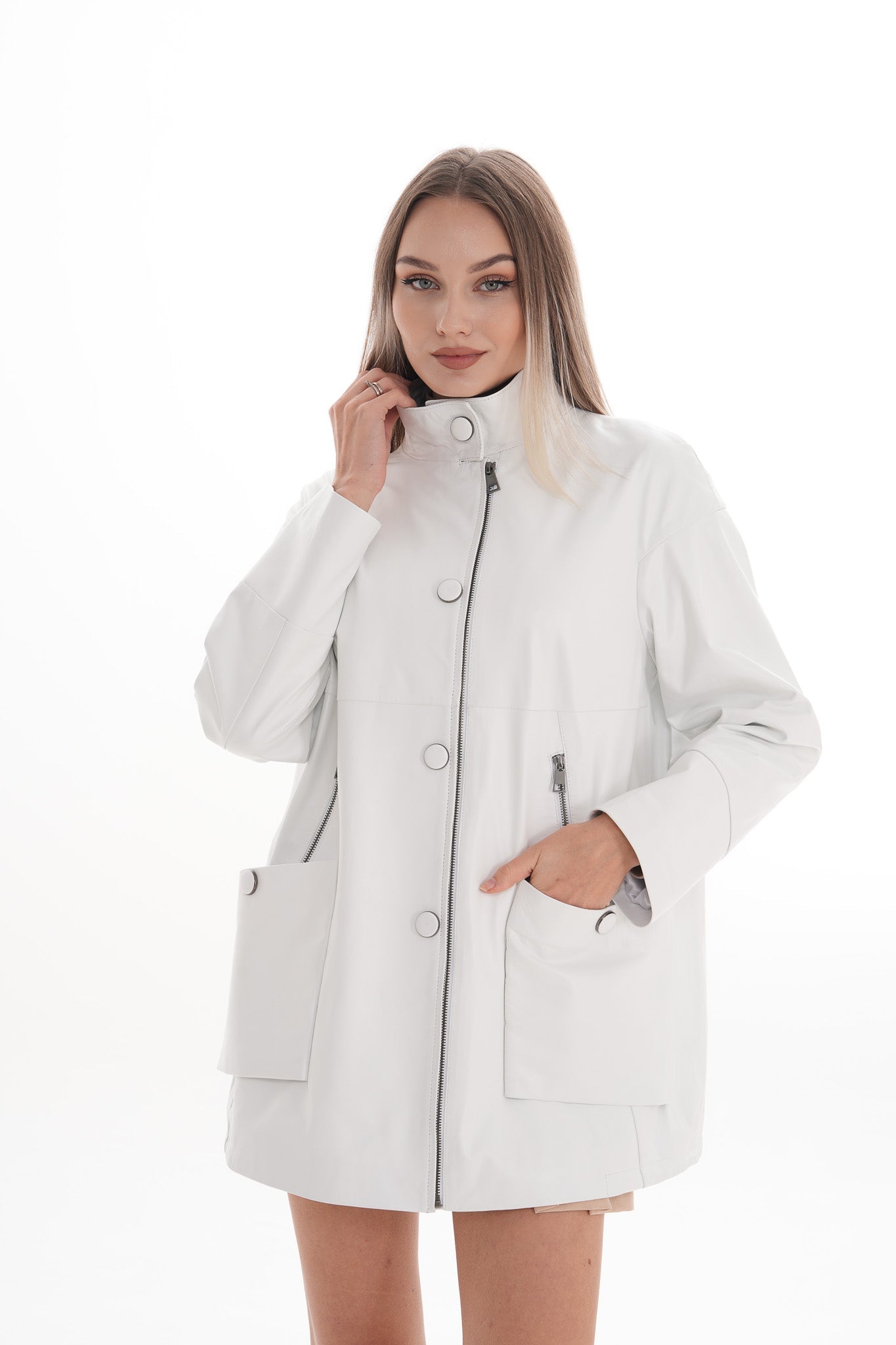 The Liora White Leather Jacket - Vinci Leather