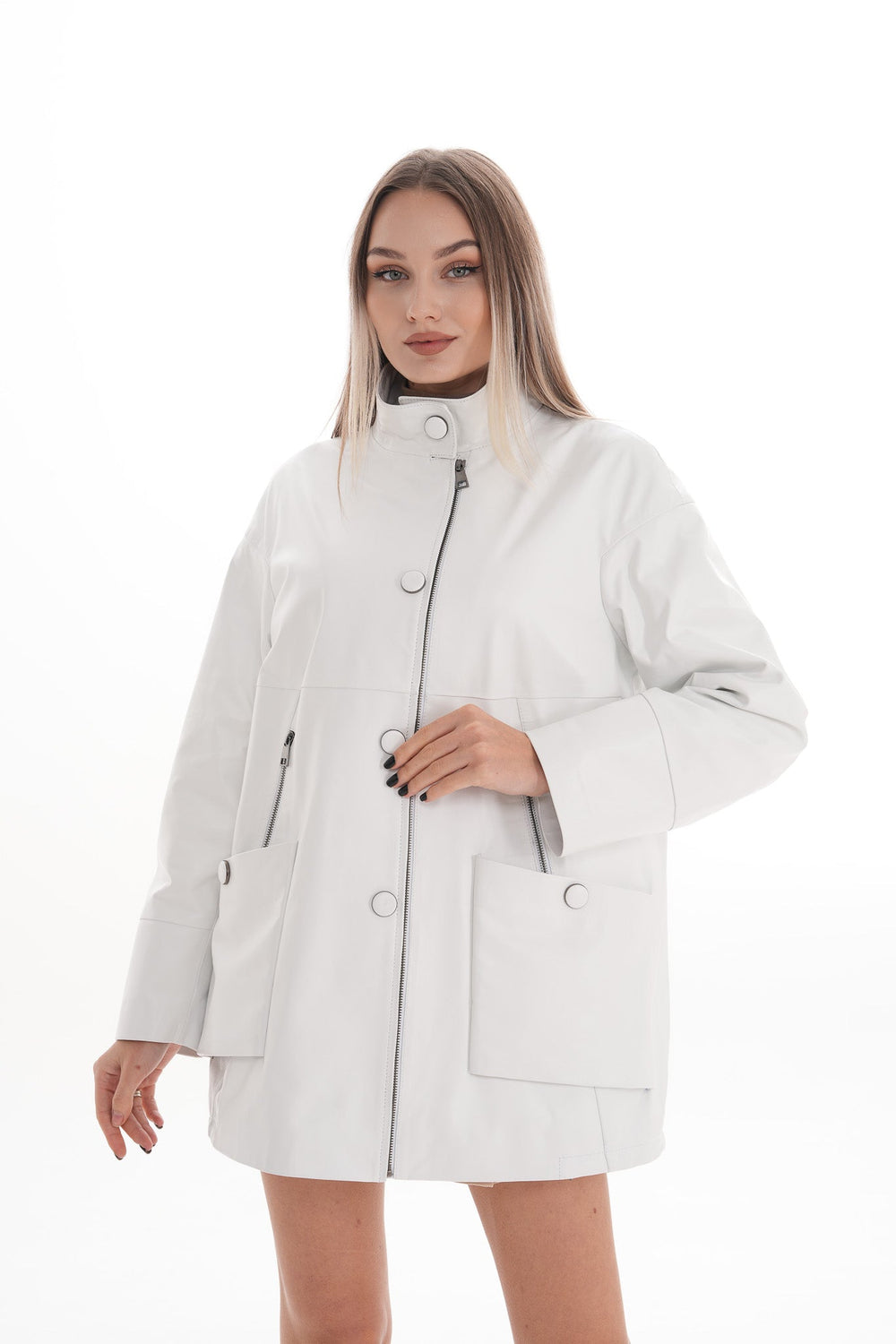 The Liora White Leather Jacket - Vinci Leather