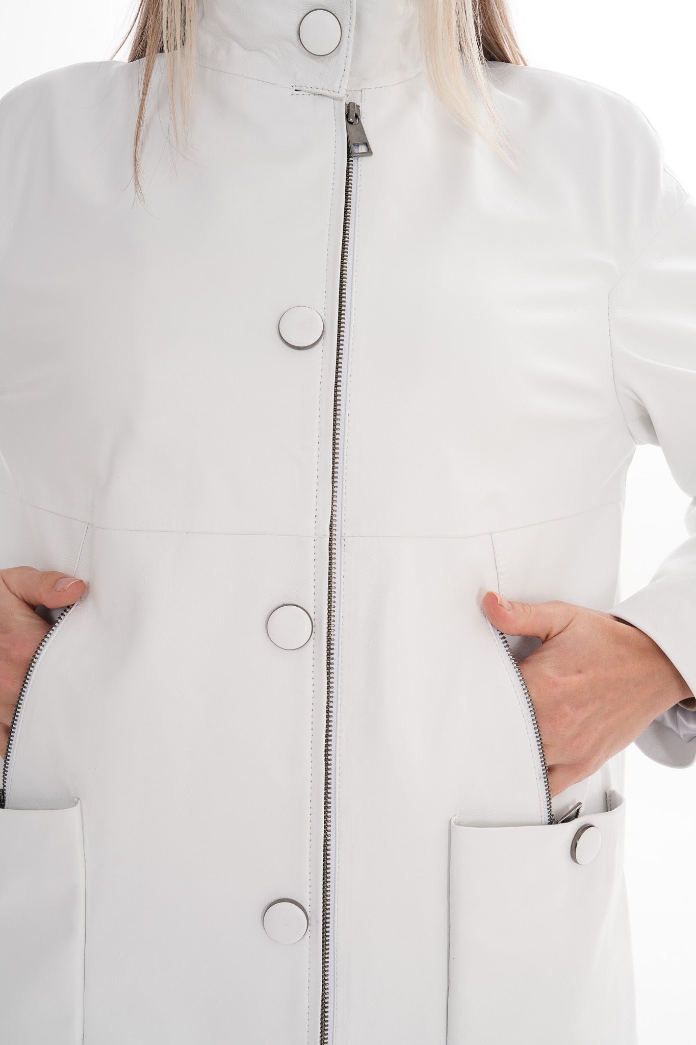 The Liora White Leather Jacket - Vinci Leather