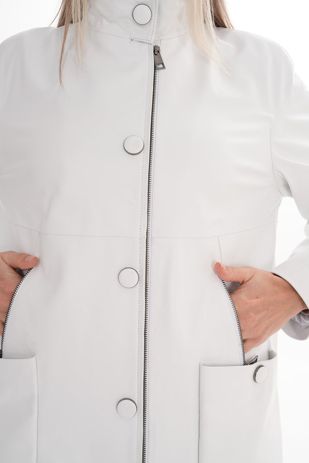 The Liora White Leather Jacket - Vinci Leather