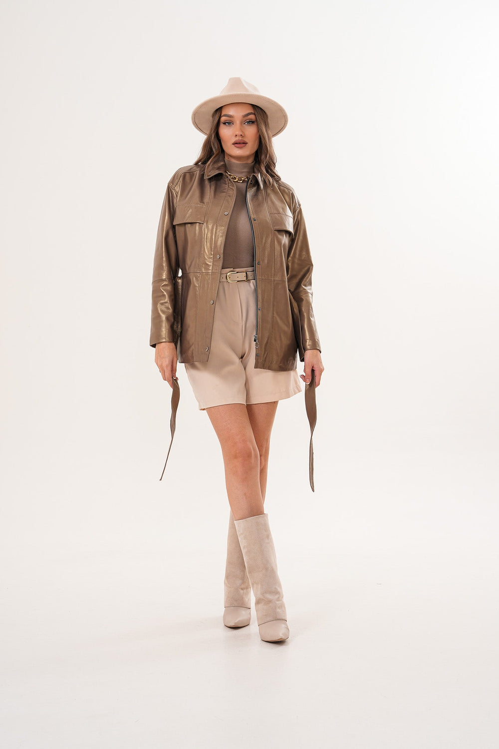 The Vesara Brown Genuine Leather Jacket - Vinci Leather