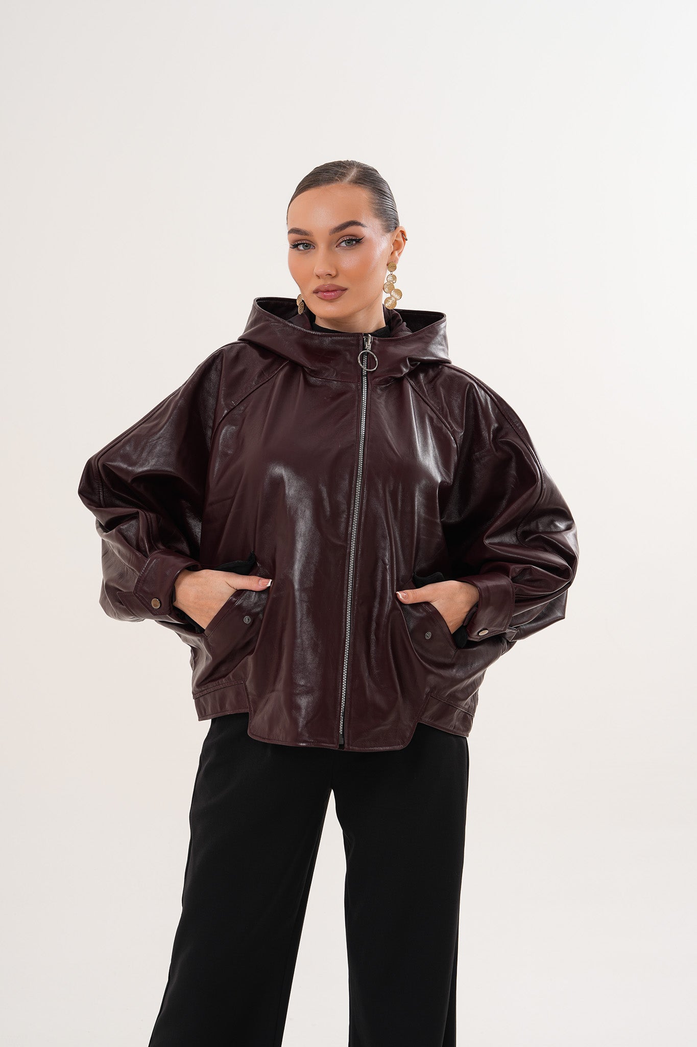 The Marvella Burgundy Leather Jacket - Vinci Leather