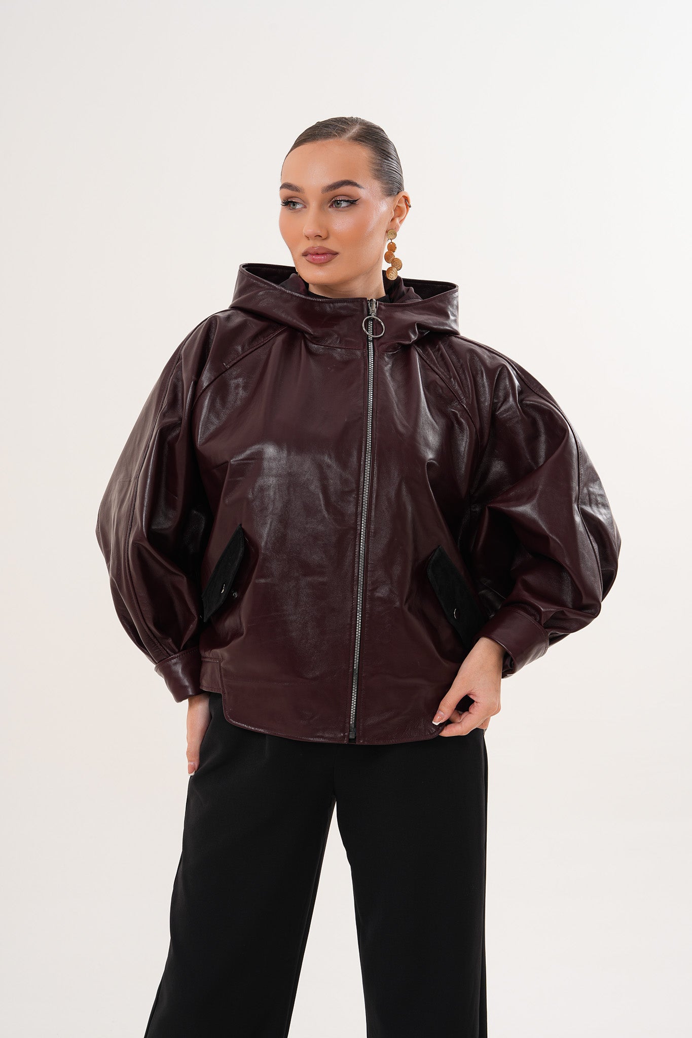 The Marvella Burgundy Leather Jacket - Vinci Leather