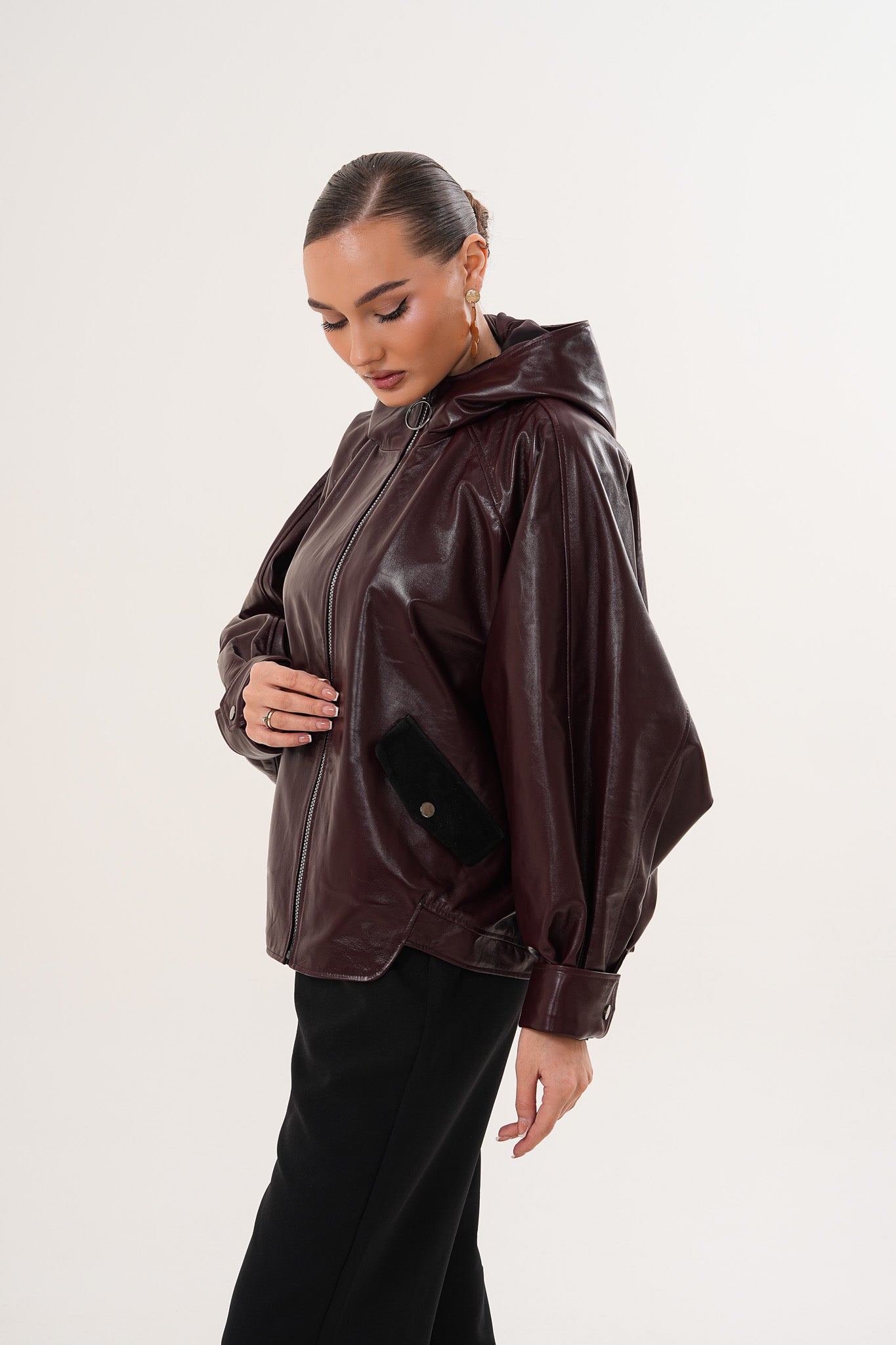The Marvella Burgundy Leather Jacket - Vinci Leather