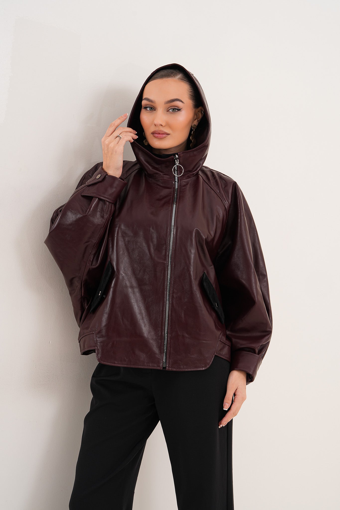 The Marvella Burgundy Leather Jacket - Vinci Leather