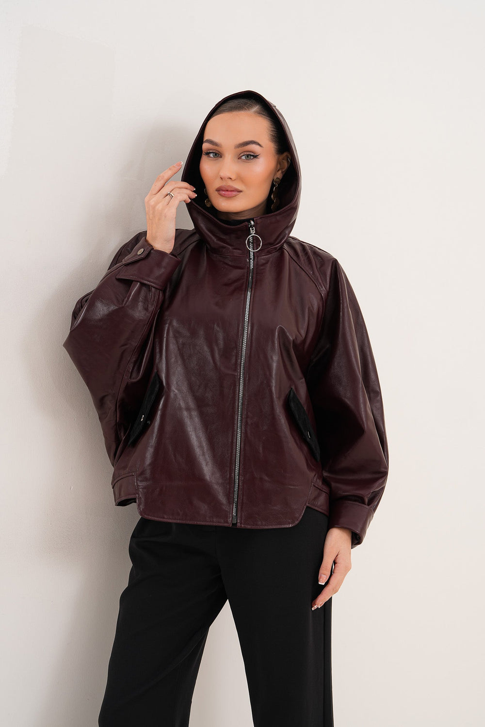 The Marvella Burgundy Leather Jacket - Vinci Leather