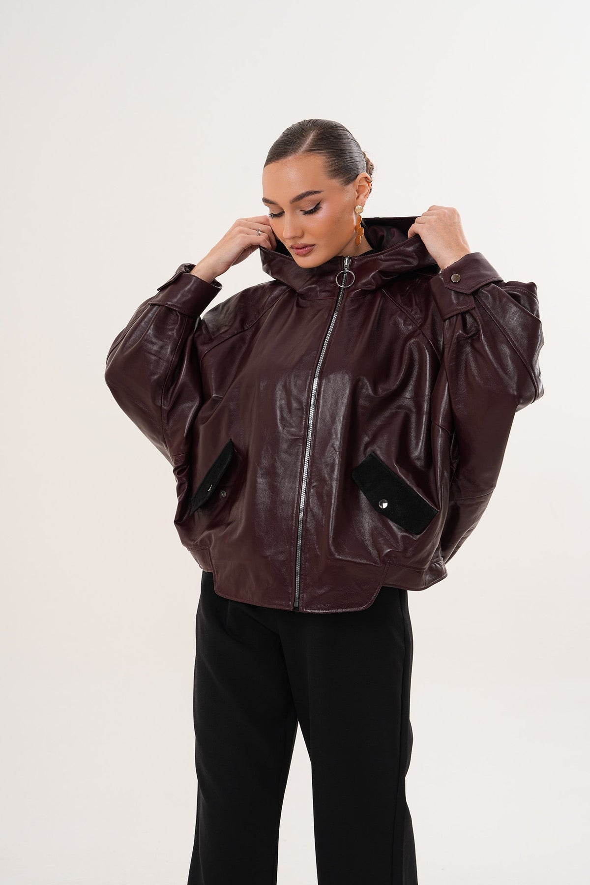 The Marvella Burgundy Leather Jacket - Vinci Leather