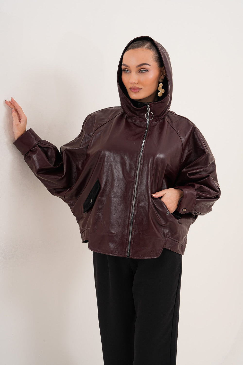 The Marvella Burgundy Leather Jacket - Vinci Leather