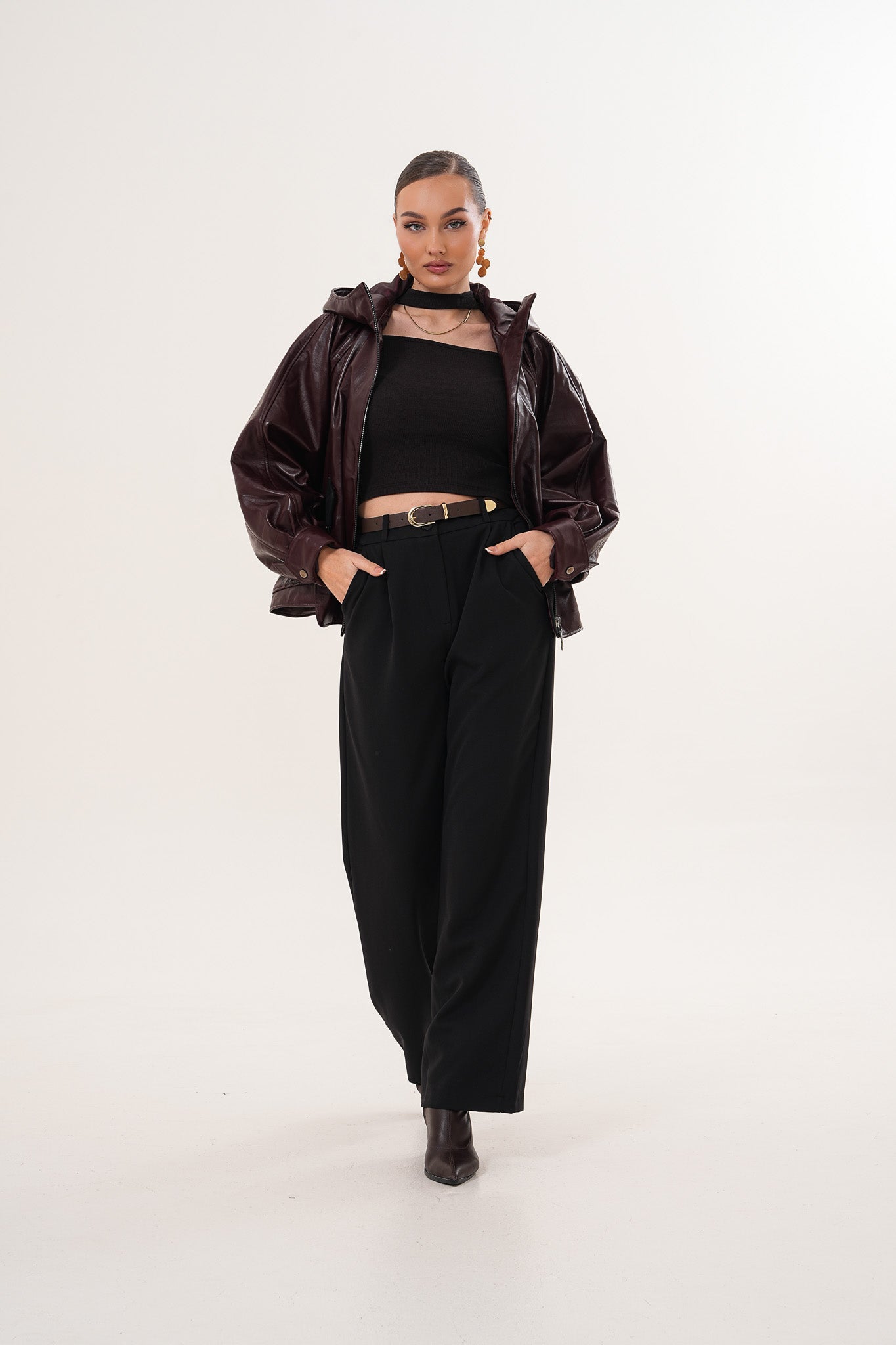 The Marvella Burgundy Leather Jacket - Vinci Leather