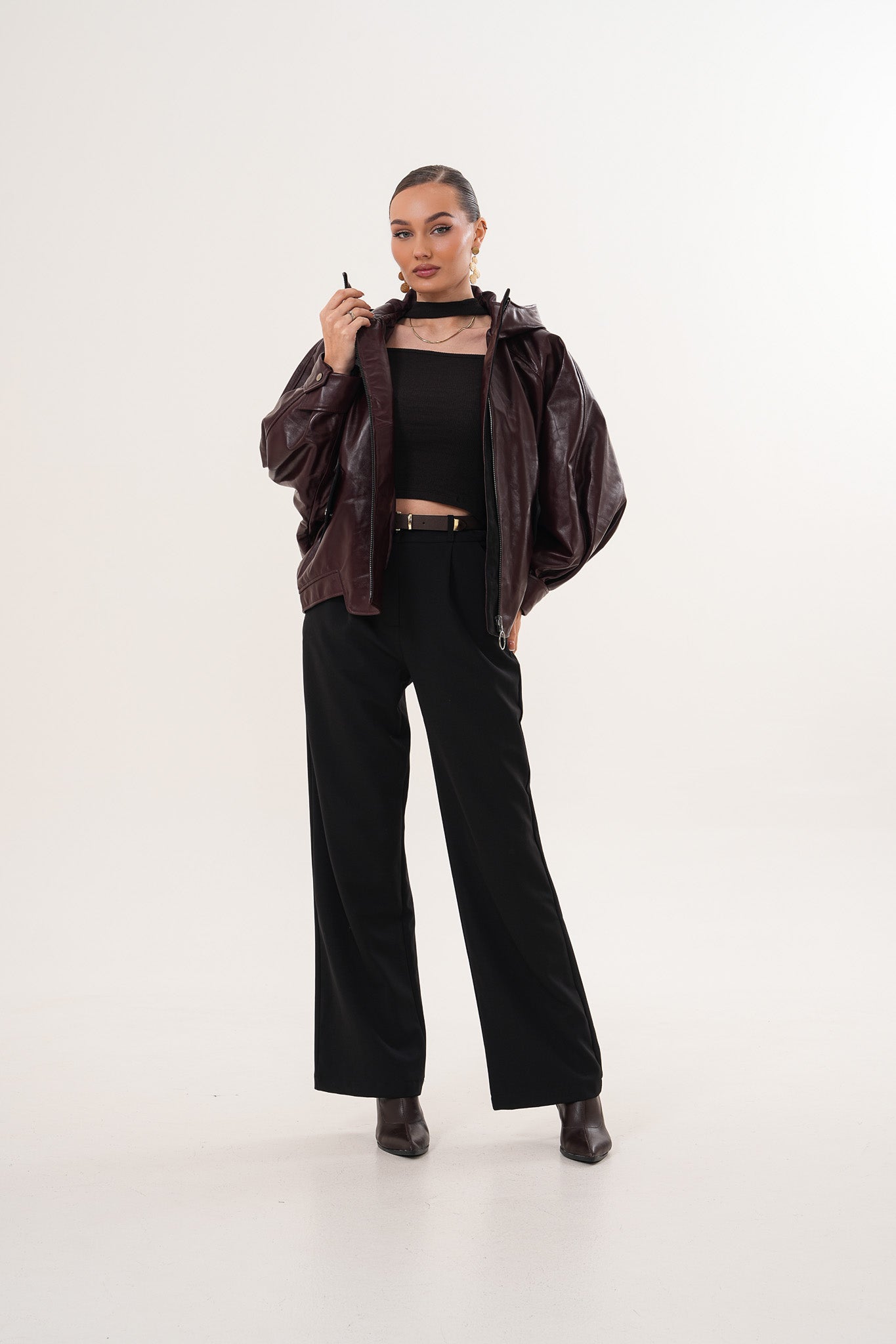 The Marvella Burgundy Leather Jacket - Vinci Leather