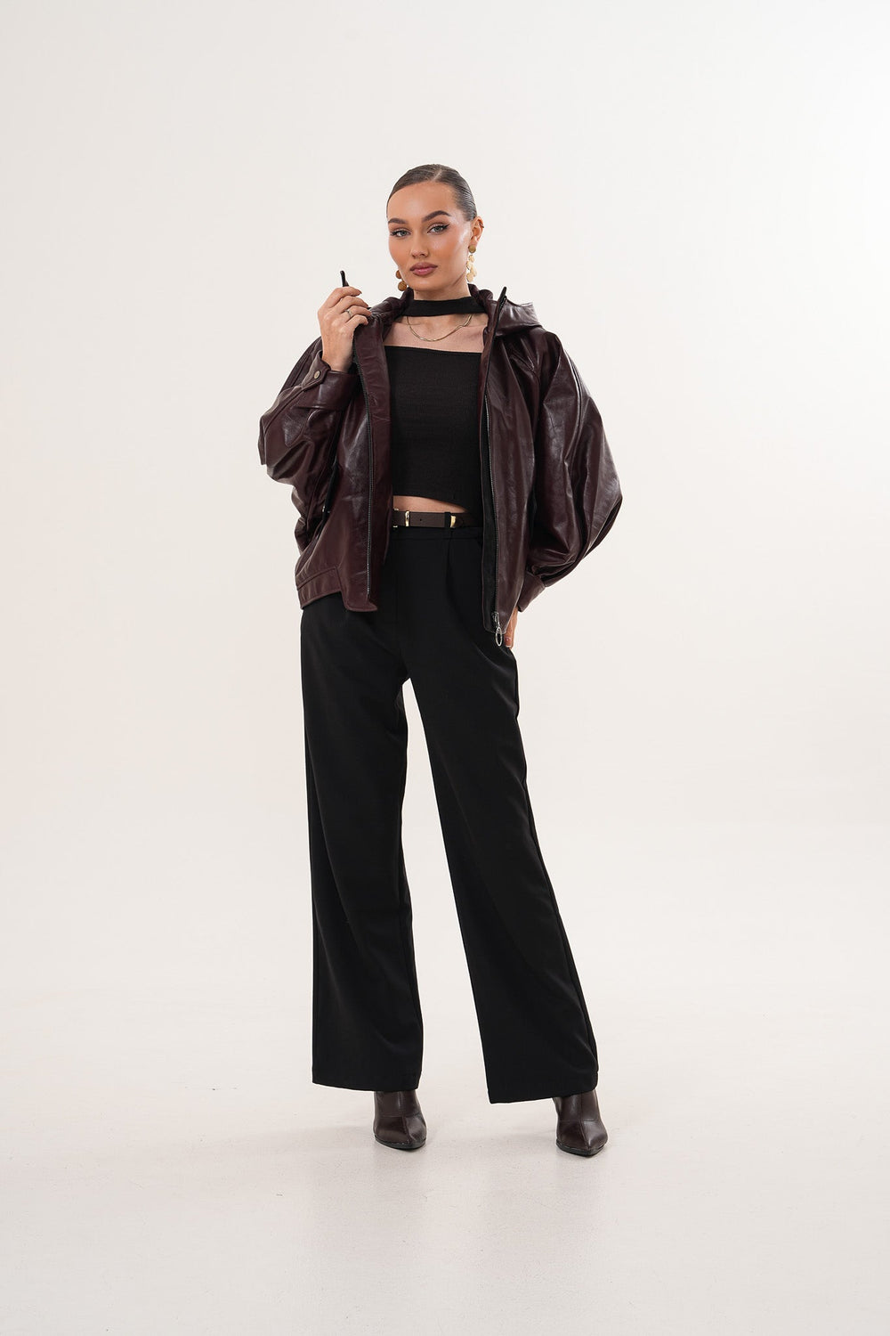 The Marvella Burgundy Leather Jacket - Vinci Leather