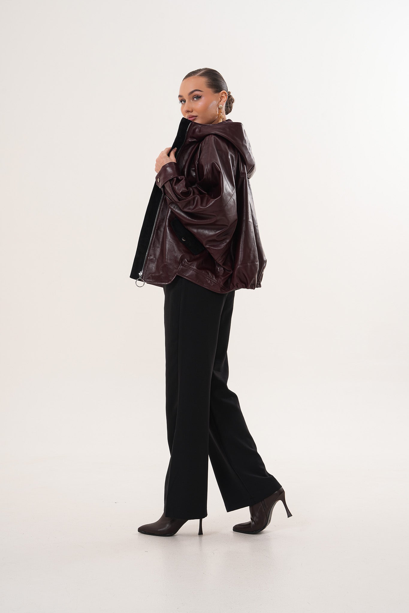 The Marvella Burgundy Leather Jacket - Vinci Leather
