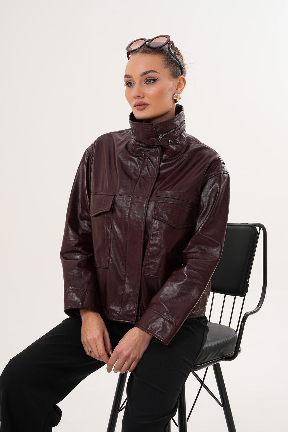 The Ravelyn Burgundy Leather Jacket - Vinci Leather