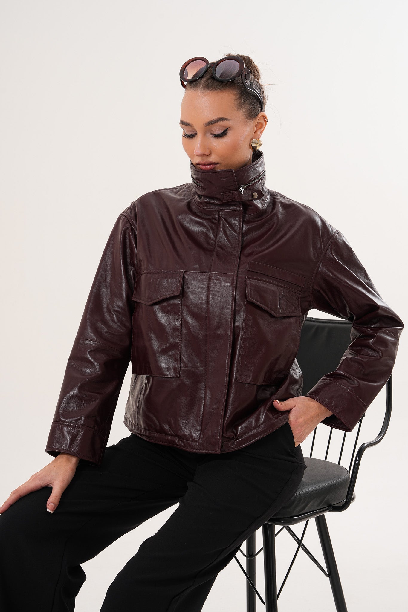The Ravelyn Burgundy Leather Jacket - Vinci Leather
