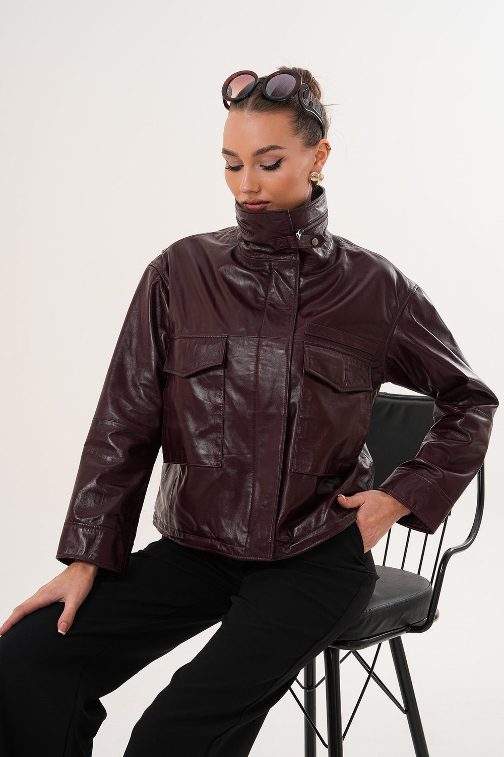 The Ravelyn Burgundy Leather Jacket - Vinci Leather