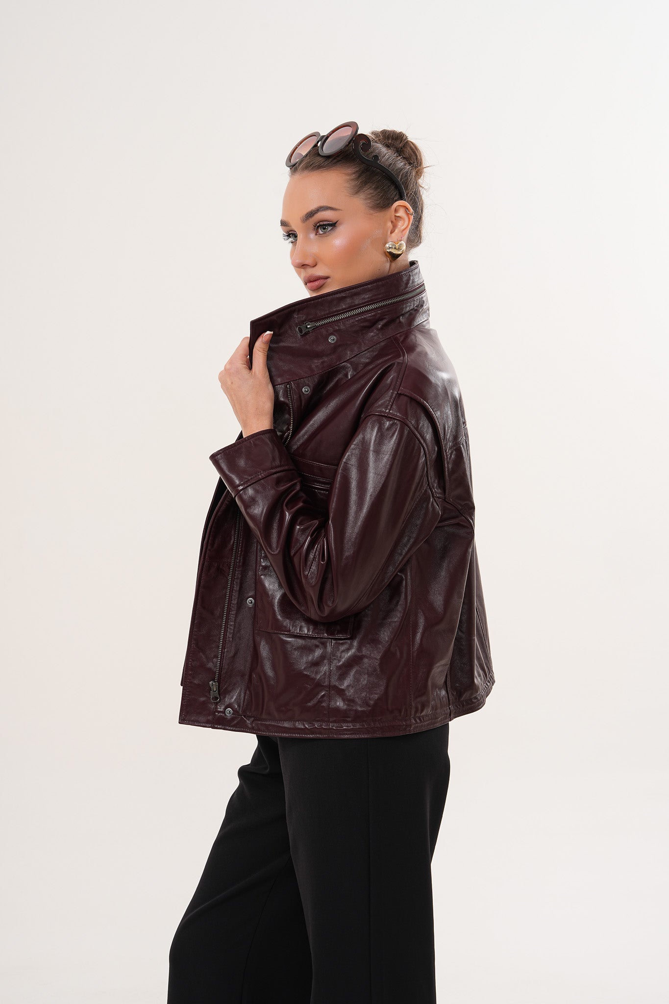 The Ravelyn Burgundy Leather Jacket - Vinci Leather