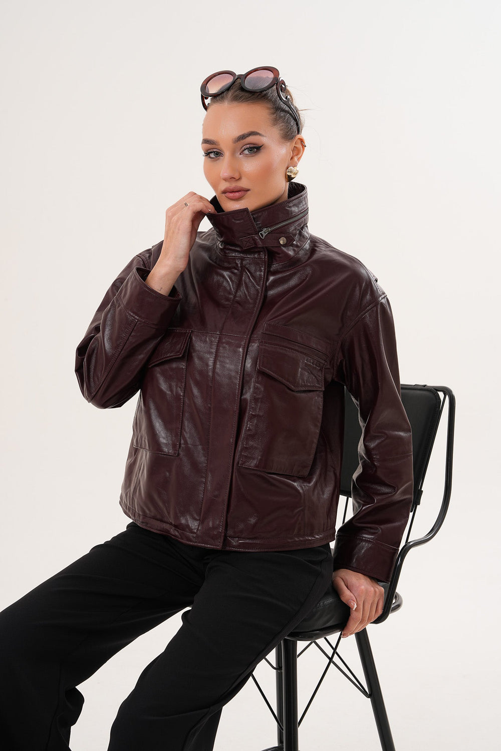 The Ravelyn Burgundy Leather Jacket - Vinci Leather