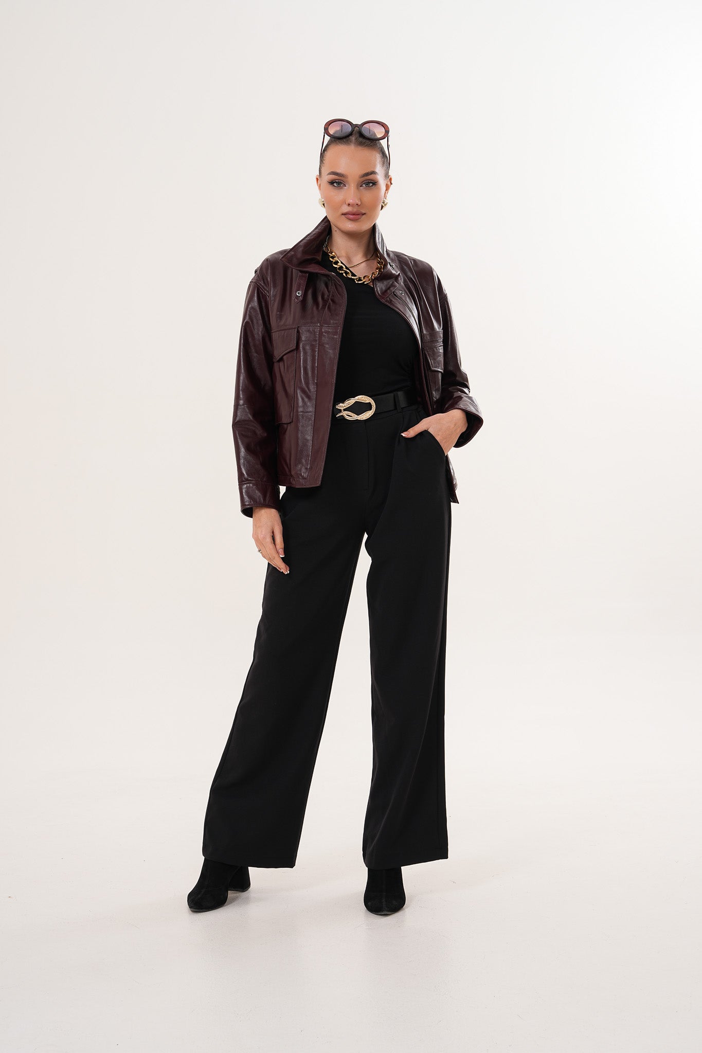 The Ravelyn Burgundy Leather Jacket - Vinci Leather