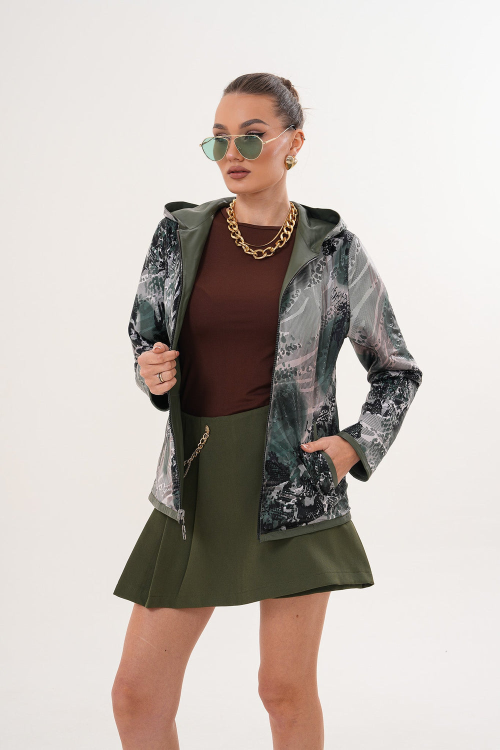 The Avelyn Reversible Olive Green Leather Jacket - Vinci Leather