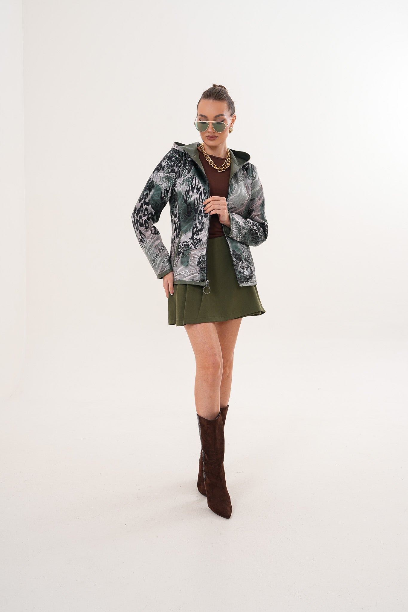 The Avelyn Reversible Olive Green Leather Jacket - Vinci Leather