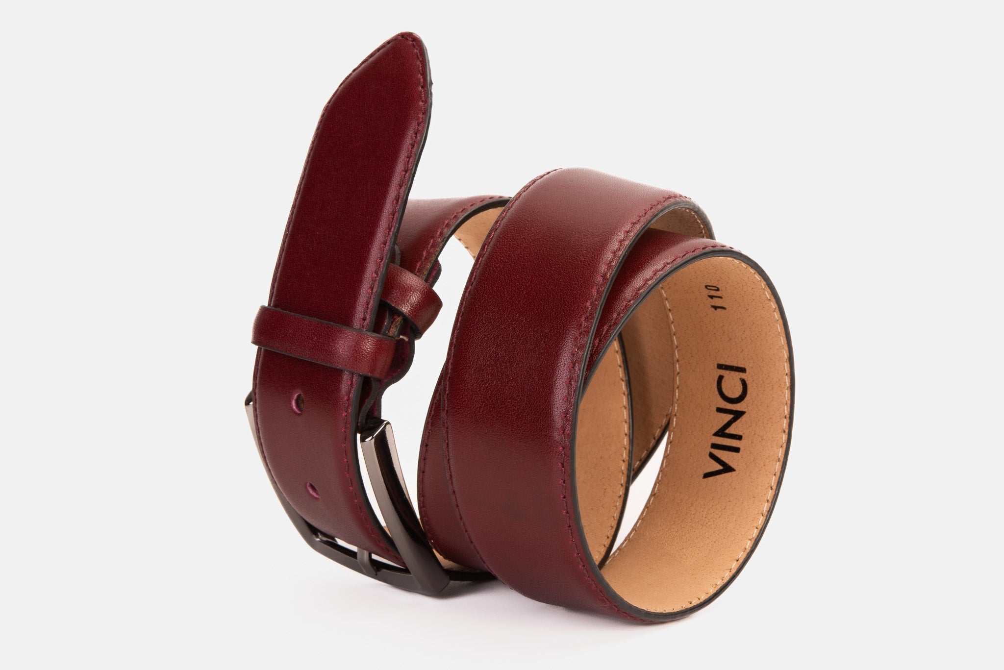 The Royal Hand Craft Burgundy Leather Belt - Vinci Leather