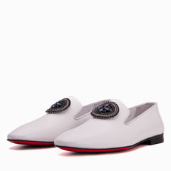 The Pombe White Patent Leather Dress Slip-on Loafer Shoe - Vinci Leather