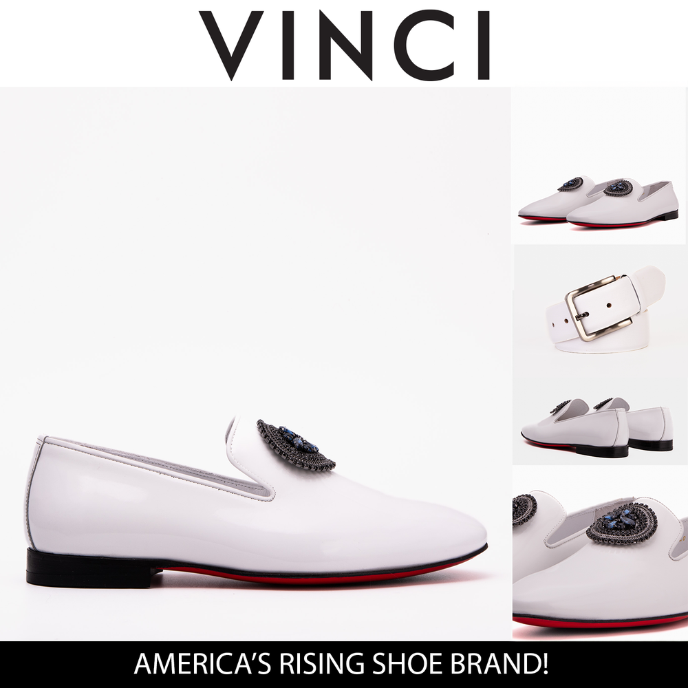The Pombe White Patent Leather Dress Slip-on Loafer Shoe - Vinci Leather