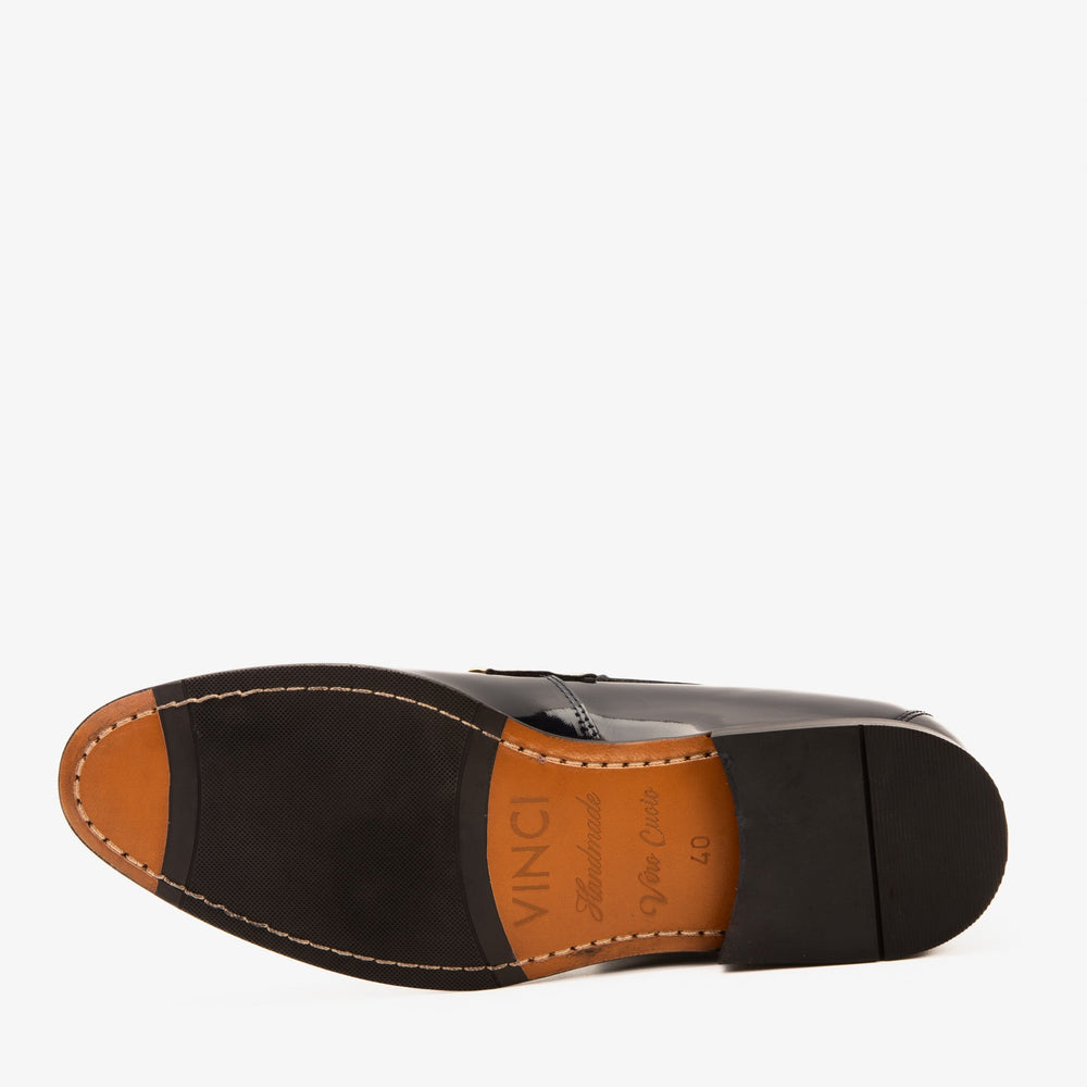 The Imperial Navy Blue Gold Leather Dress Shoe - Vinci Leather