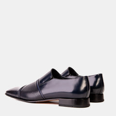 The Everest Navy Leather Cap Toe Dress Loafer Shoe - Vinci Leather