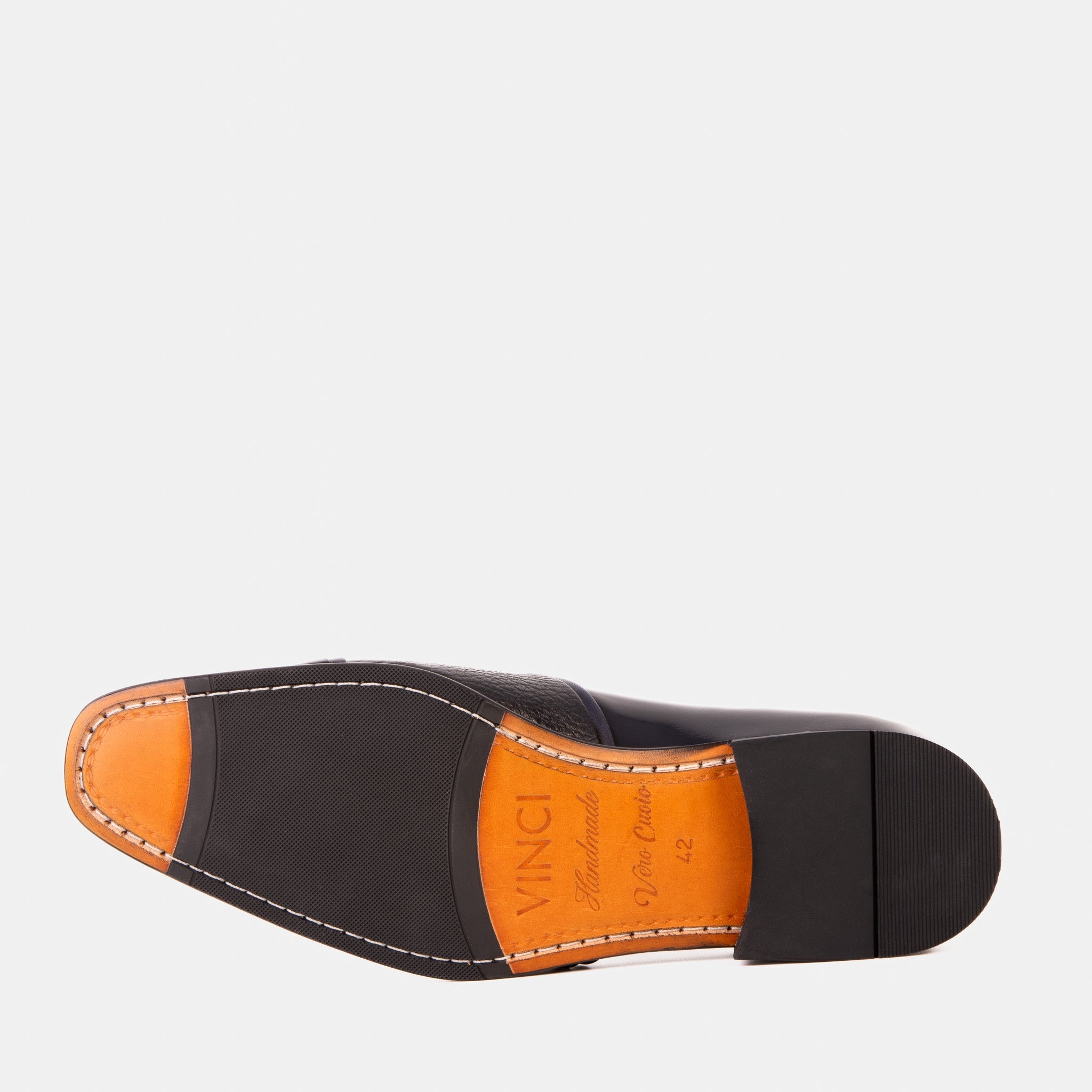 The Everest Navy Leather Cap Toe Dress Loafer Shoe - Vinci Leather