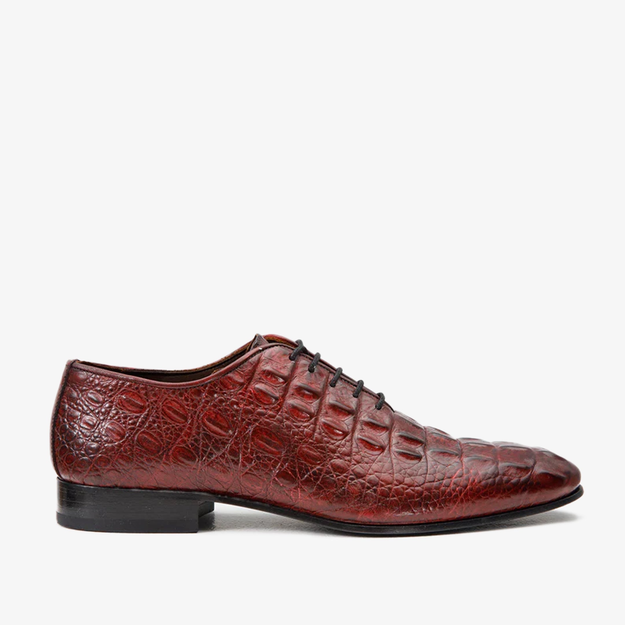 The Randor Burgundy Crocodile Leather Oxford Shoe - Vinci Leather