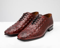 The Randor Burgundy Crocodile Leather Oxford Shoe - Vinci Leather