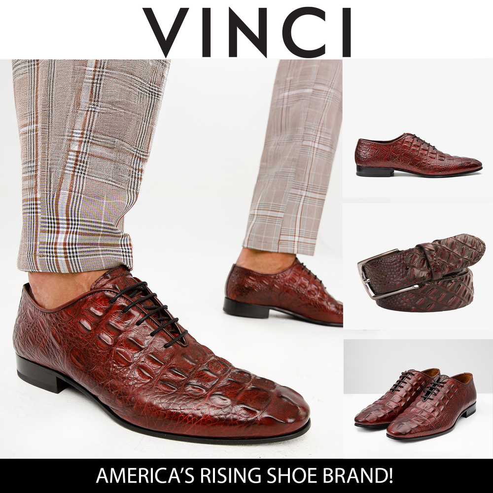 The Randor Burgundy Crocodile Leather Oxford Shoe - Vinci Leather