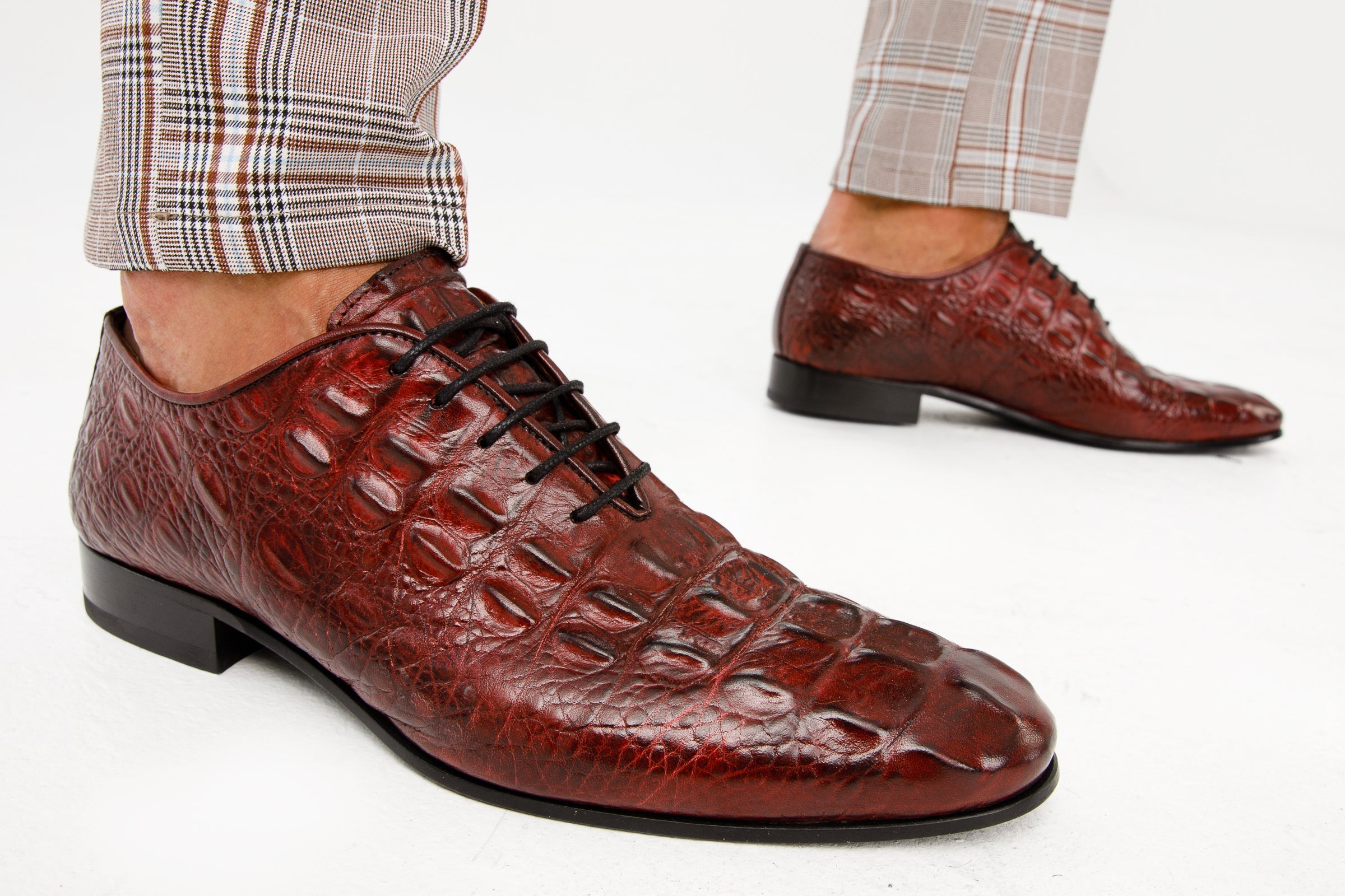 The Randor Burgundy Crocodile Leather Oxford Shoe - Vinci Leather