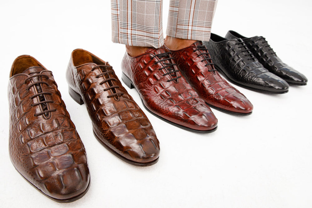 The Randor Burgundy Crocodile Leather Oxford Shoe - Vinci Leather