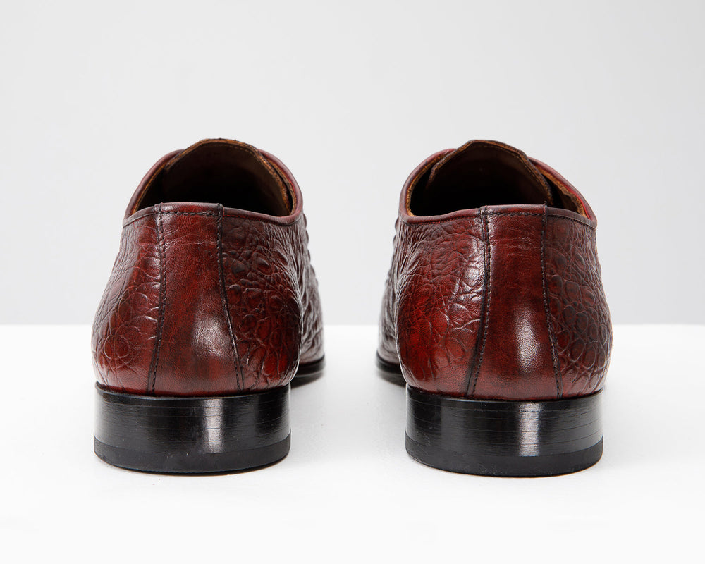 The Randor Burgundy Crocodile Leather Oxford Shoe - Vinci Leather