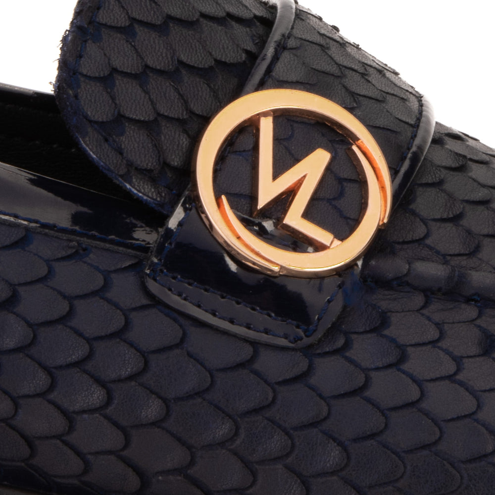 The Monarch Navy Blue Leather Dress Shoe - Vinci Leather