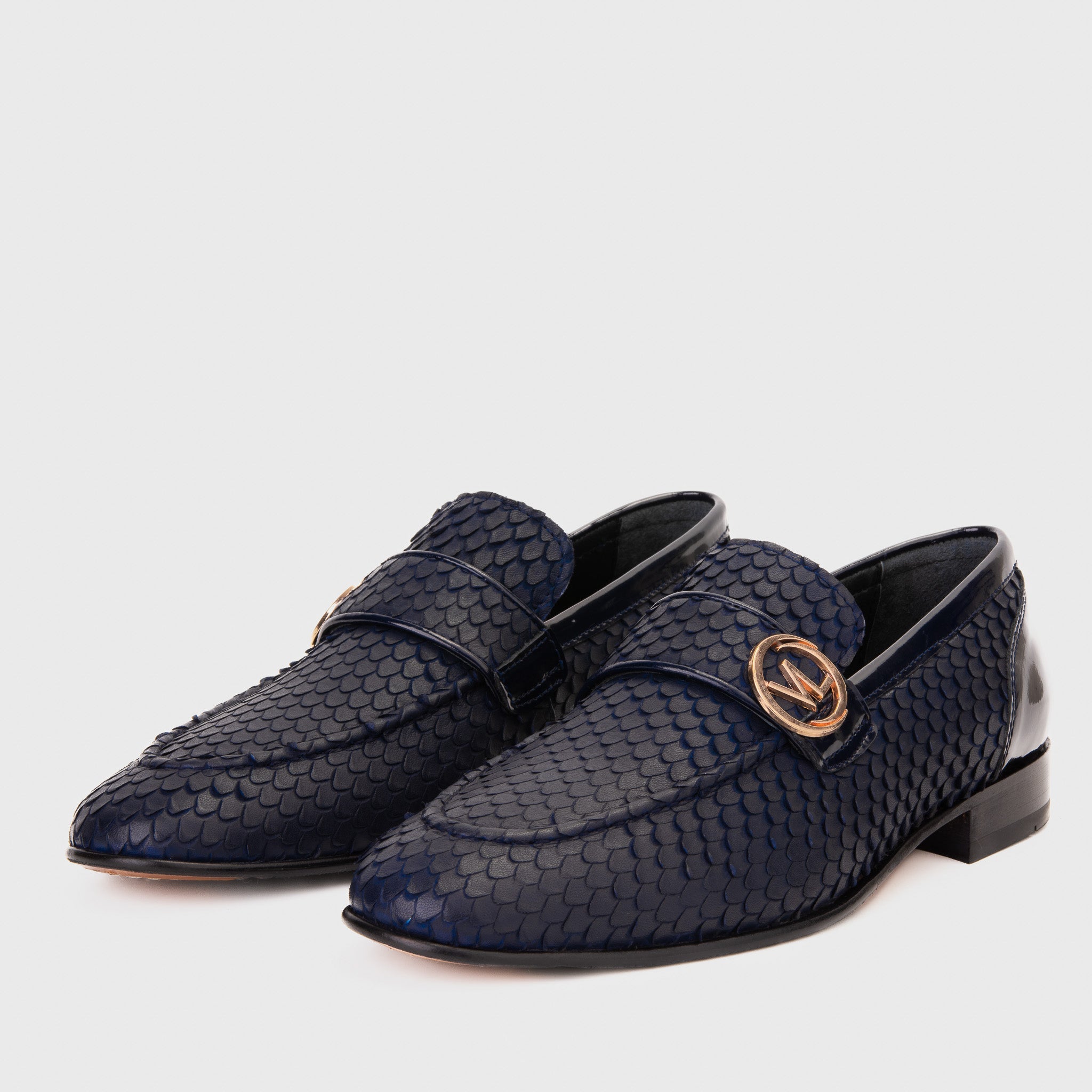 The Monarch Navy Blue Leather Dress Shoe - Vinci Leather